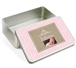 Scatola latta rettangolare Pink baptism