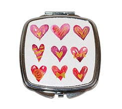 Specchietto quadrato da borsetta Different hearts