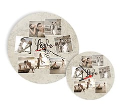 Orologio in legno rotondo Crazy collage