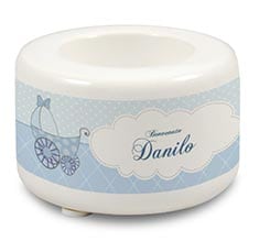 Portacandela in ceramica Blue baby