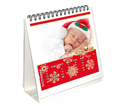 Calendario da tavolo Fiocchi di neve dorati