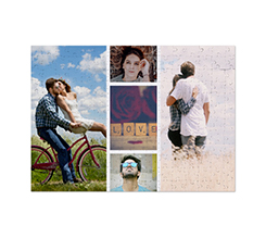 Puzzle formato A3 personalizzato con collage di foto 5 riquadri