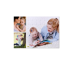 Puzzle formato A4 con collage 3 riquadri e foto di famiglia