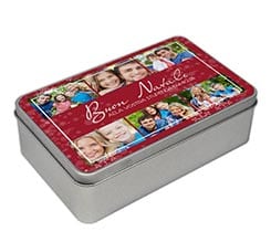 Scatola di latta rettangolare Red Christmas