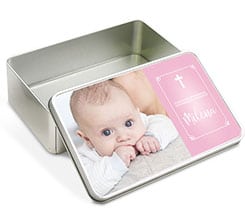 Scatola latta rettangolare Croce rosa