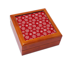 Portagioie in legno con grafica fiocchi di neve