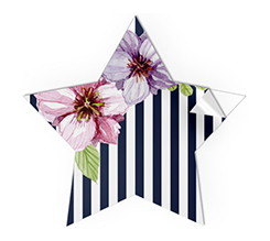 Etichetta adesiva stella grande Righe blu