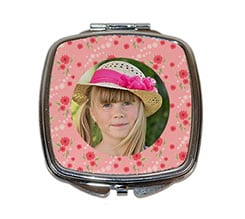 Specchietto quadrato da borsetta Fiori rossi