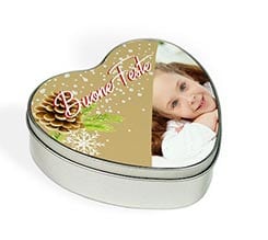 Scatola di Latta Cuore Pigne natalizie