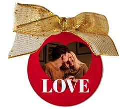 Palla di natale trasparente love rossa