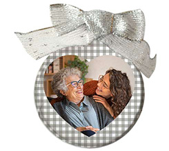 Palla di natale trasparente cuore quadretti