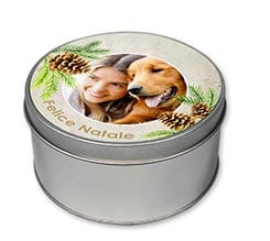 Scatola di latta tonda Pine cone