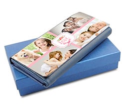 Portafoglio donna in pelle colorato Nastro rosa