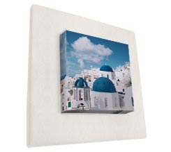 Tela con cornice in ecopelle bianca