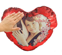 Cuscino cuore con paillettes Love Mum