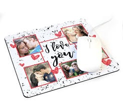 Tappetino mouse rettangolare I Love you collage