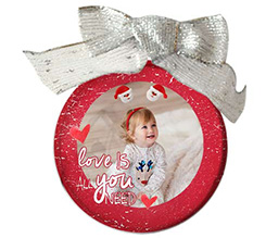 Palla di natale trasparente rossa love