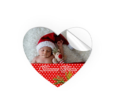 Adesivo Cuore piccolo personalizzato con foto e grafica Buone Feste