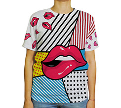 Maglietta Full Print Labbra Pop Art