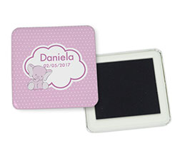 Magnete quadrato frigo Elefantino rosa