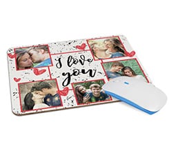 Tappetino Mouse in Legno Rettangolare I love you