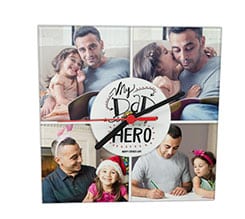 Orologio Quadrato in Vetro Dad is my hero