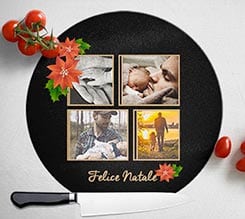 Tagliere rotondo in vetro Black Christmas