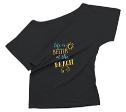 T-shirt donna scollo largo Beach