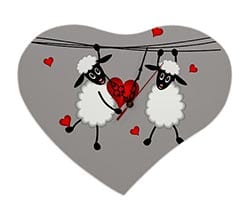Orologio Cuore Legno 36x30 Sweet sheep