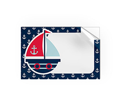 Adesivo rettangolare con barchetta