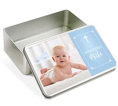 Scatola latta rettangolare Croce azzurra