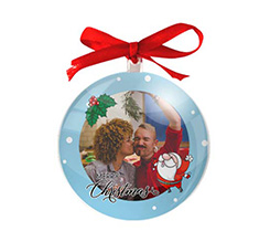 palla di natale trasparente babbo natale celeste