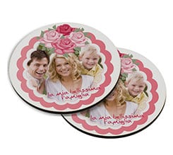 Sottobicchiere masonite tondo Cornice rosa