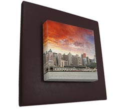 Tela con cornice in ecopelle testa di moro