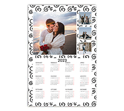 Calendario poster ghirigori neri collage 4 riquadri