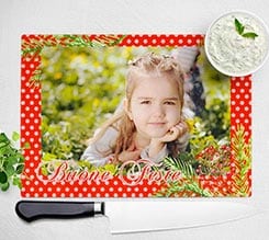 Tagliere in vetro Bacche natalizie