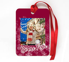 Targhetta rettangolare in feltro con grafica Buone Feste