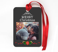 Targhetta rettangolare in feltro con grafica nera Merry Christmas