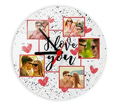 Orologio tondo in vetro I love you collage