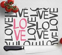 Tagliere in vetro Love words