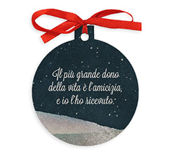 Pallina di Natale in Legno con grafica e Dedica Amicizia