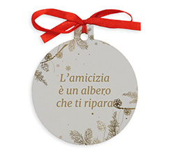 Pallina di Natale in Legno Personalizzabile con Frase Amicizia