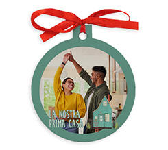 Pallina di legno personalizzata con foto e grafica Prima Casa