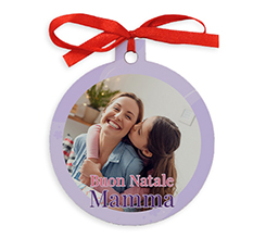 Pallina in legno con foto e Auguri di Natale per la Mamma