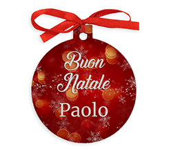Decorazione natalizia in legno personalizzata con nome e auguri