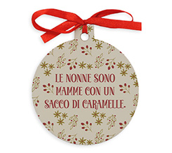 Pallina di natale in legno con dedica per le Nonne