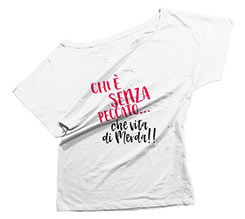 T-shirt donna scollo largo Senza peccato