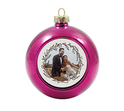 Pallina di natale in vetro con foto e cornice con rami