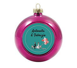 Pallina di natale in vetro con sposini