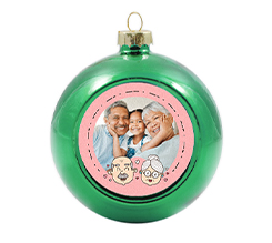 Palla di Natale vetro colorato Nonni con cornice rosa